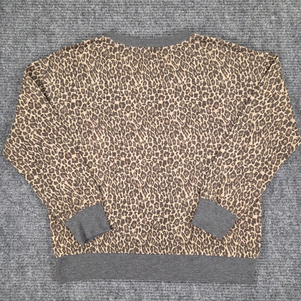 Splendid Leopard Print Sweatshirt Womens Medium Brown Grey Crewneck Pullover - Picture 2 of 4
